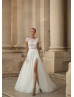 Two Piece Ivory Lace Tulle Slit Wedding Dress